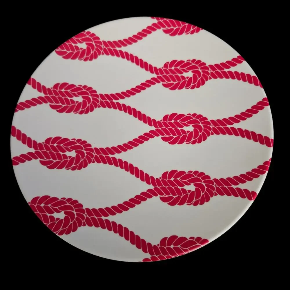Set of 4 JCP Home Pink Nautical Rope Knot Melamine Plates